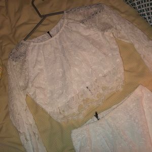 White Lace Two Piece Dress